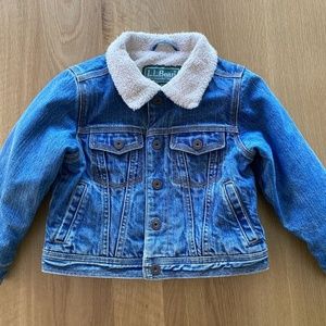 Vintage LL Bean Toddler Denim Sherpa Jean Jacket 3T